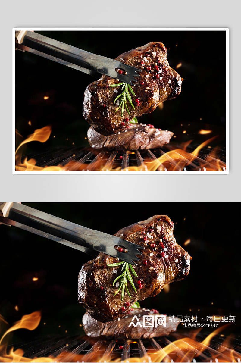 香辣美味烤肉牛排食物高清图片素材