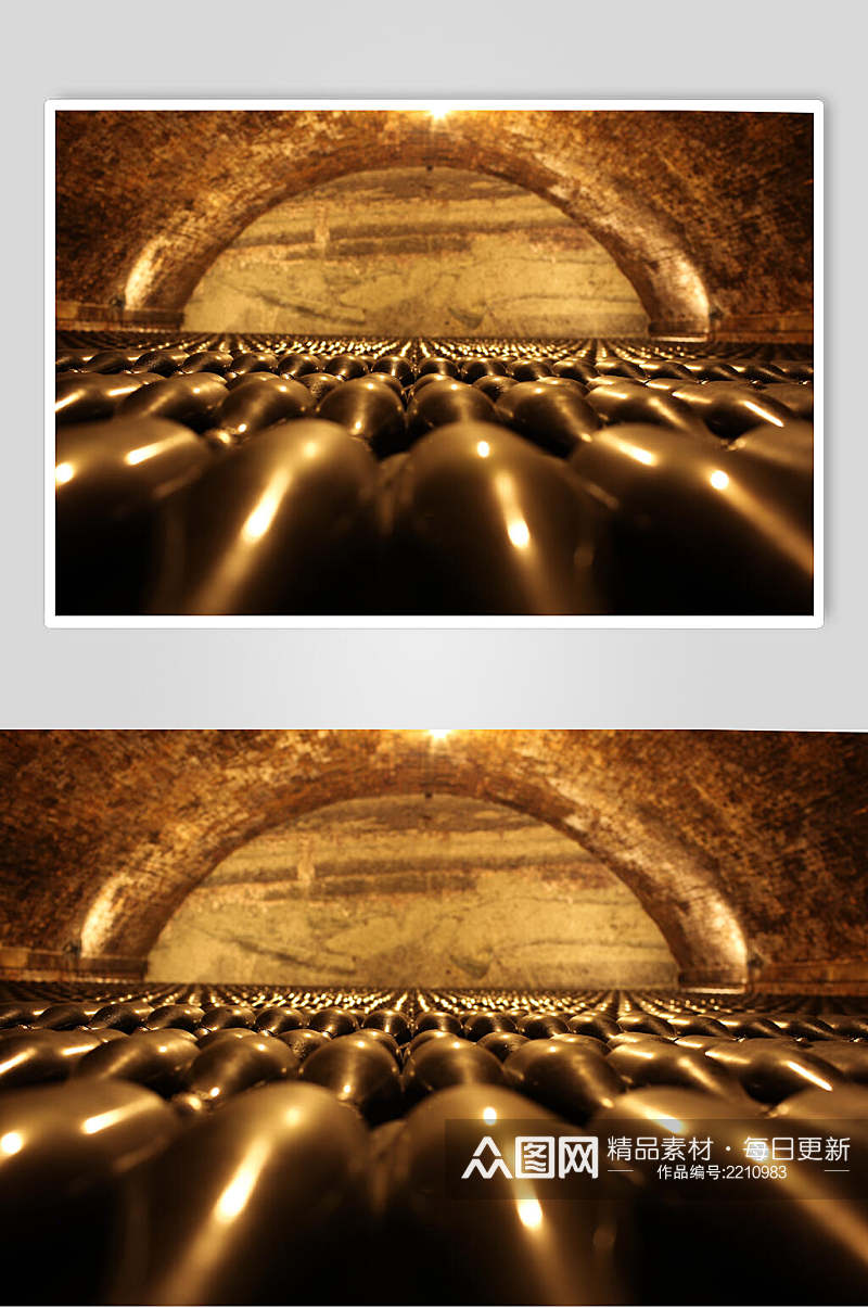 金色高端葡萄酒酒窖图片素材