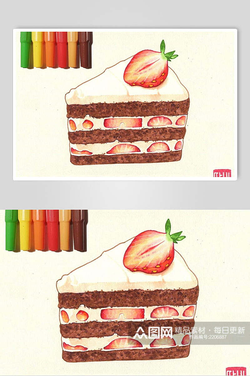 草莓水果蛋糕美食图片素材