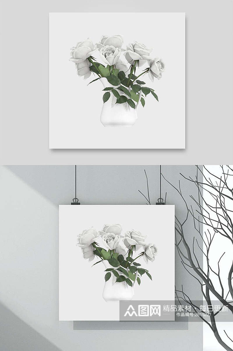 白色自然鲜花花卉设计元素素材