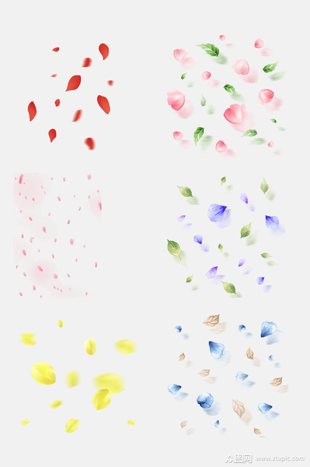水彩渐变花瓣雨飘落免抠元素
