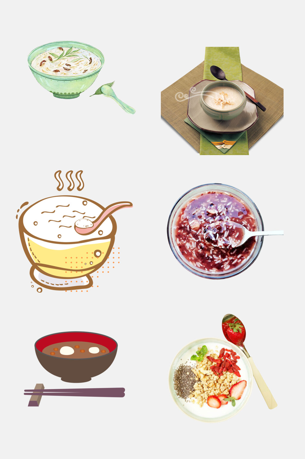 手绘营养美味早餐粥美食免抠元素素材