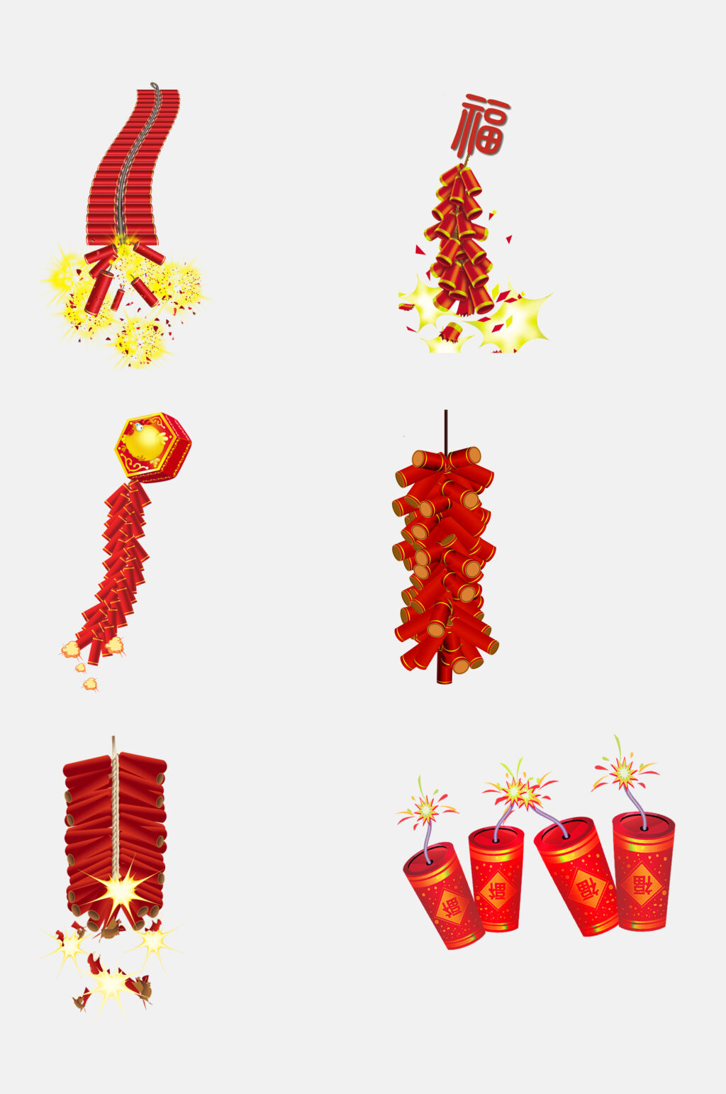 喜庆红色新年春节鞭炮免抠元素素材