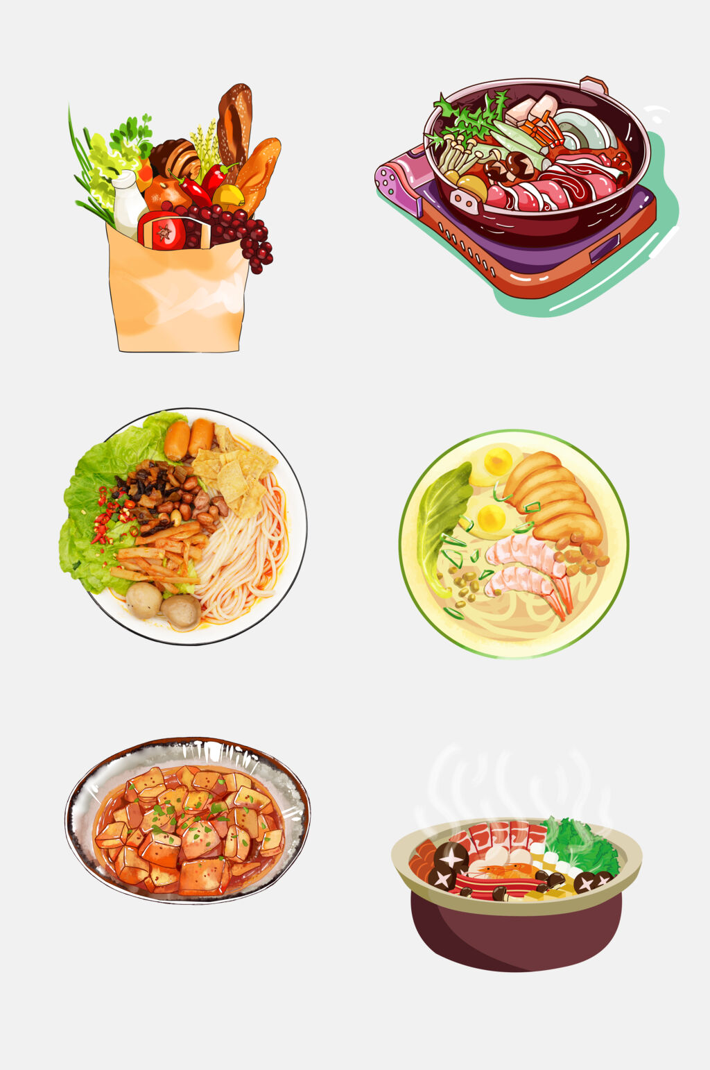 飘香中式美食砂锅美食菜品免抠元素素材