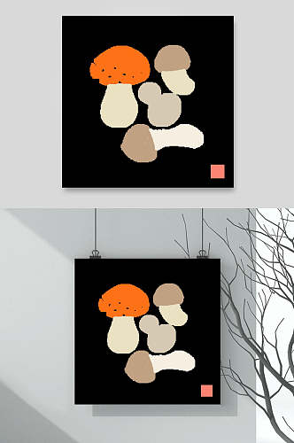 蘑菇手绘卡通小元素素材