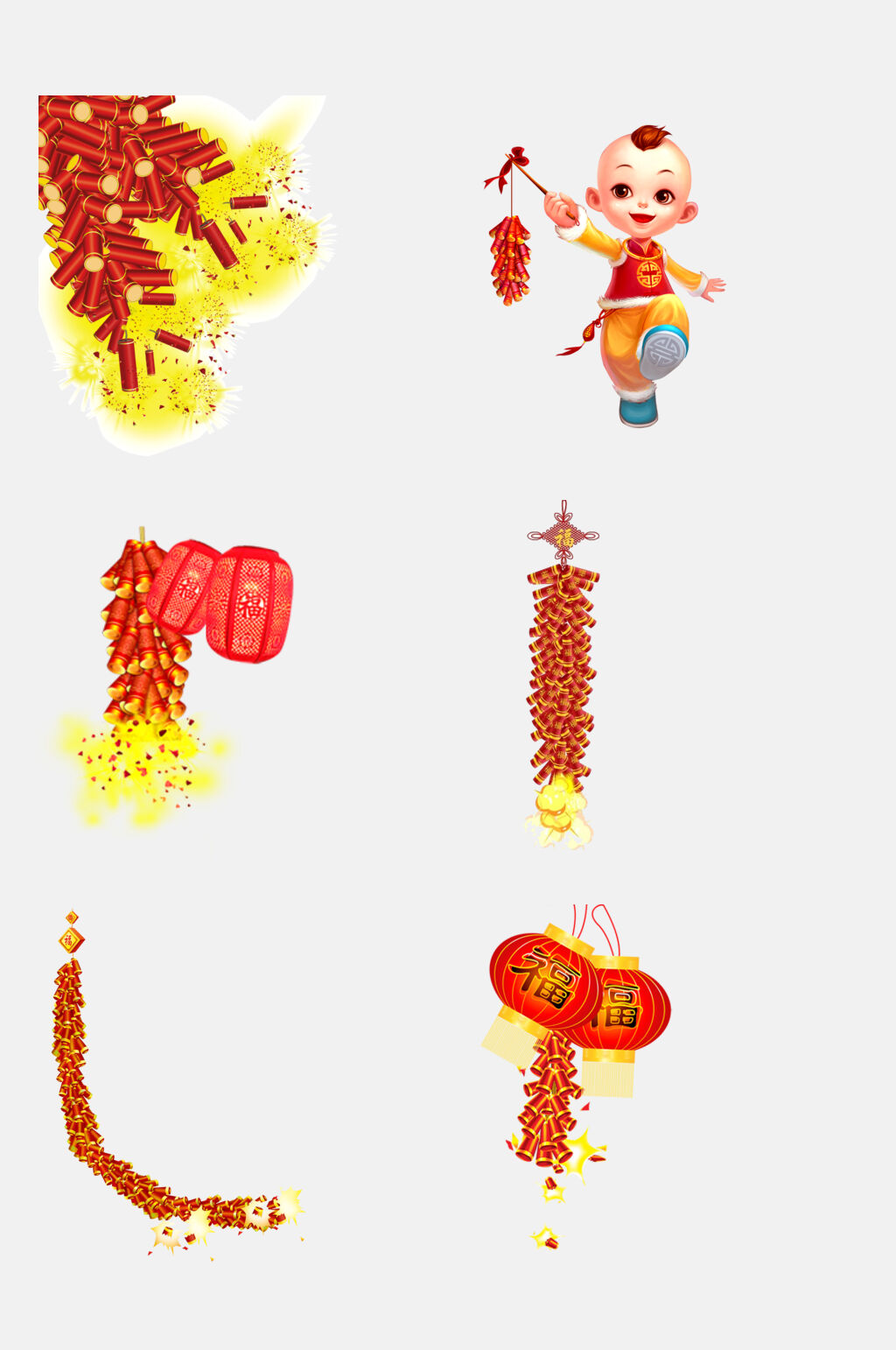 卡通新年春节鞭炮免抠元素素材