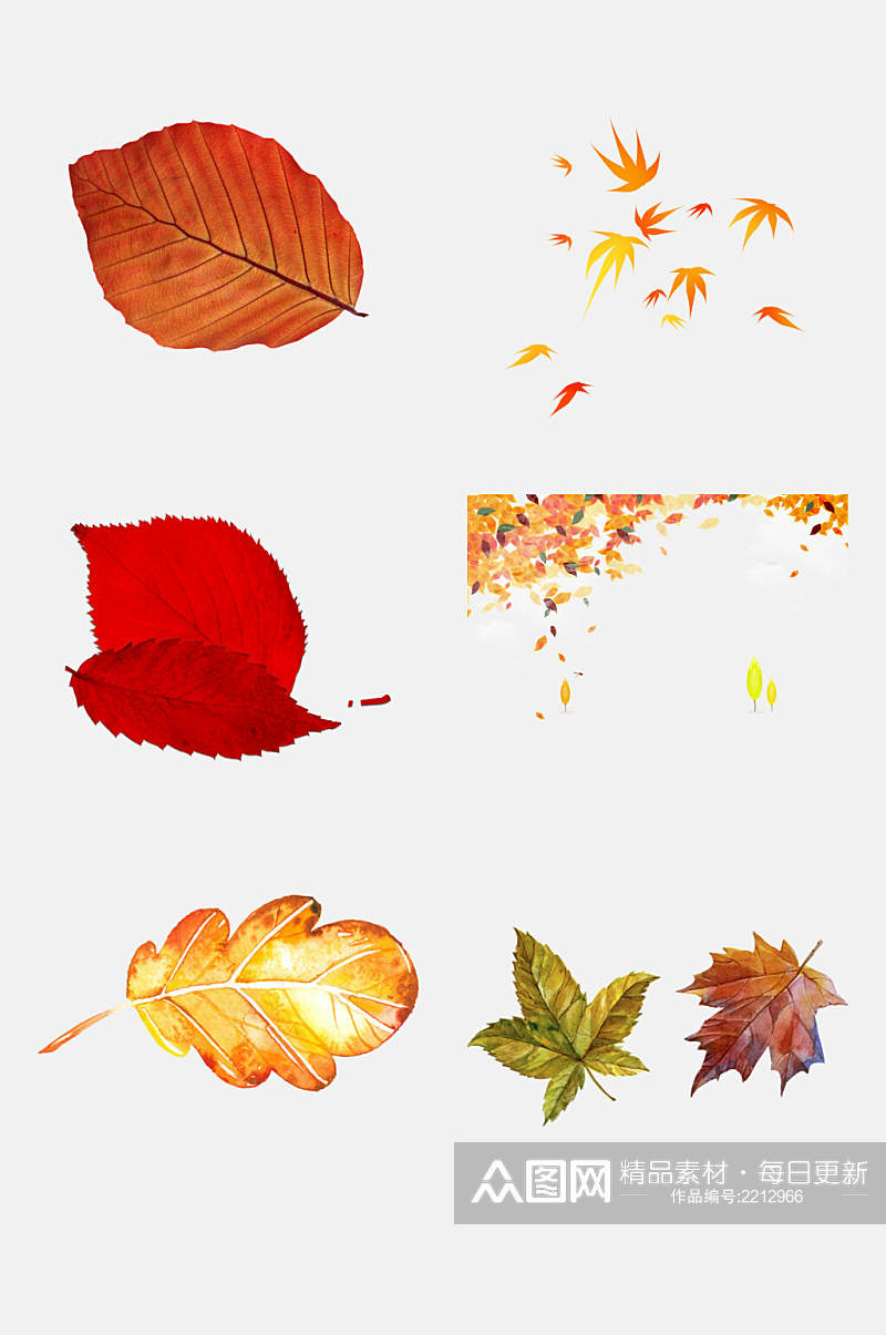 高端秋天立秋叶子落叶免抠元素素材