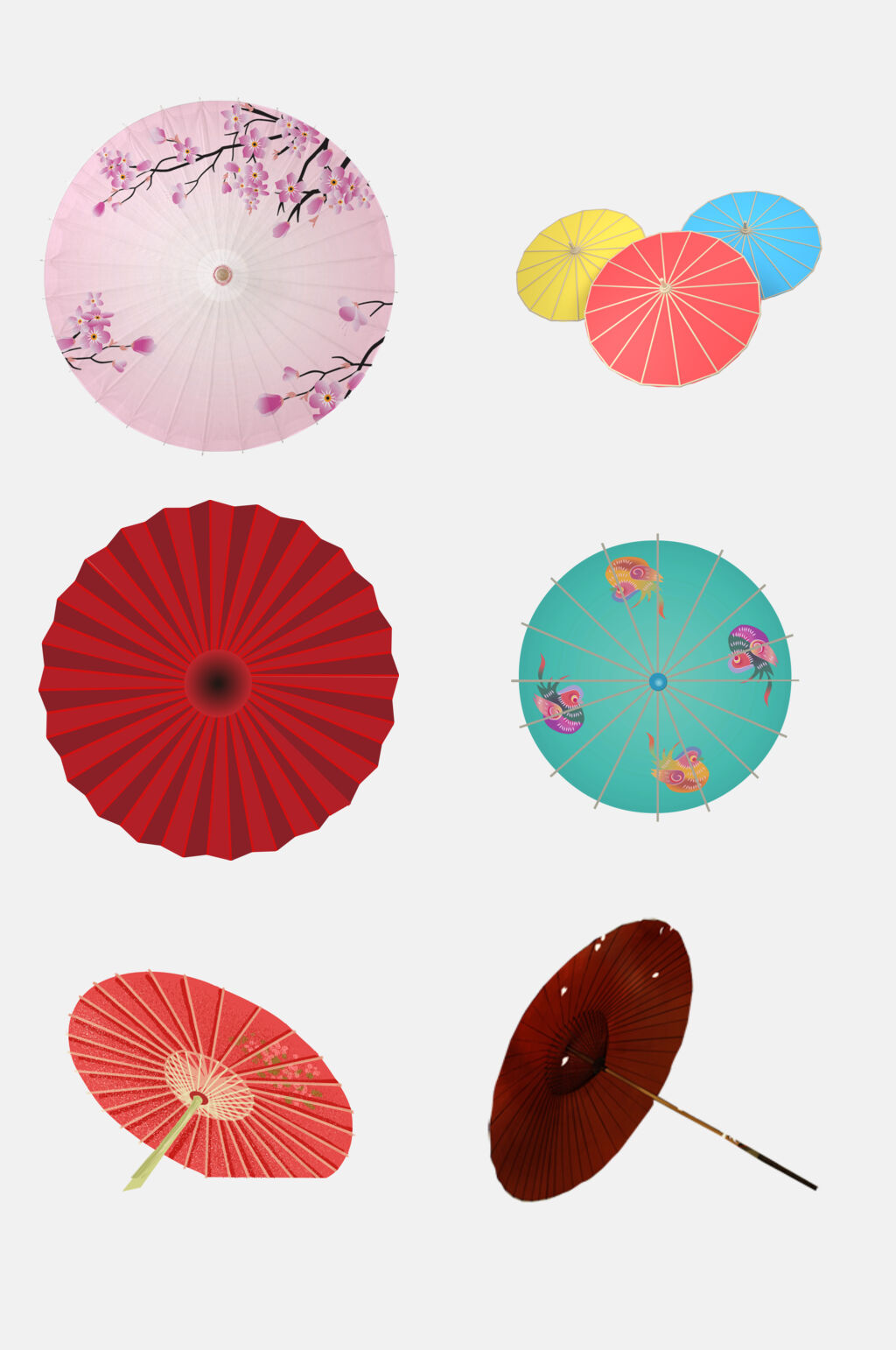 时尚炫彩中国风油纸伞免抠元素
