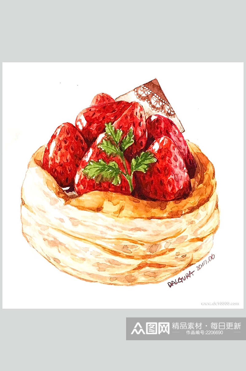 草莓水果蛋糕美食甜品图片素材