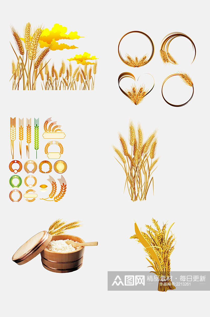 创意稻谷水稻免抠元素素材