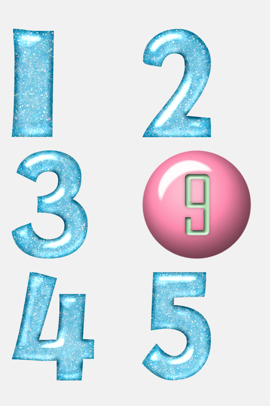 时尚创意粉蓝数字字母免抠元素素材