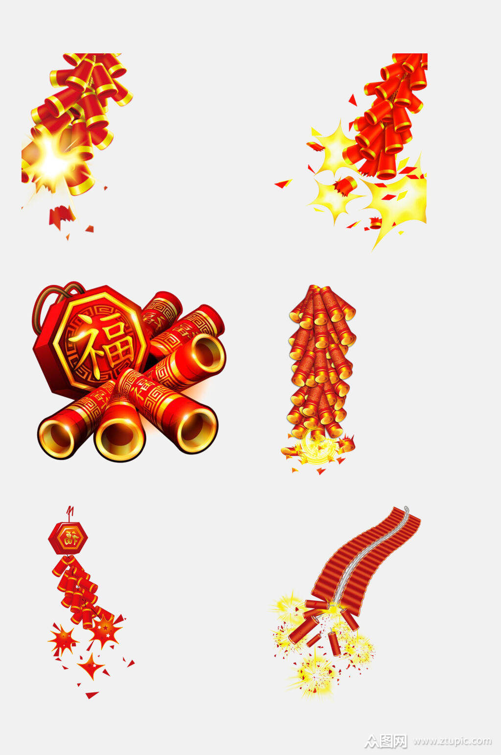 喜庆传统新年春节鞭炮免抠元素