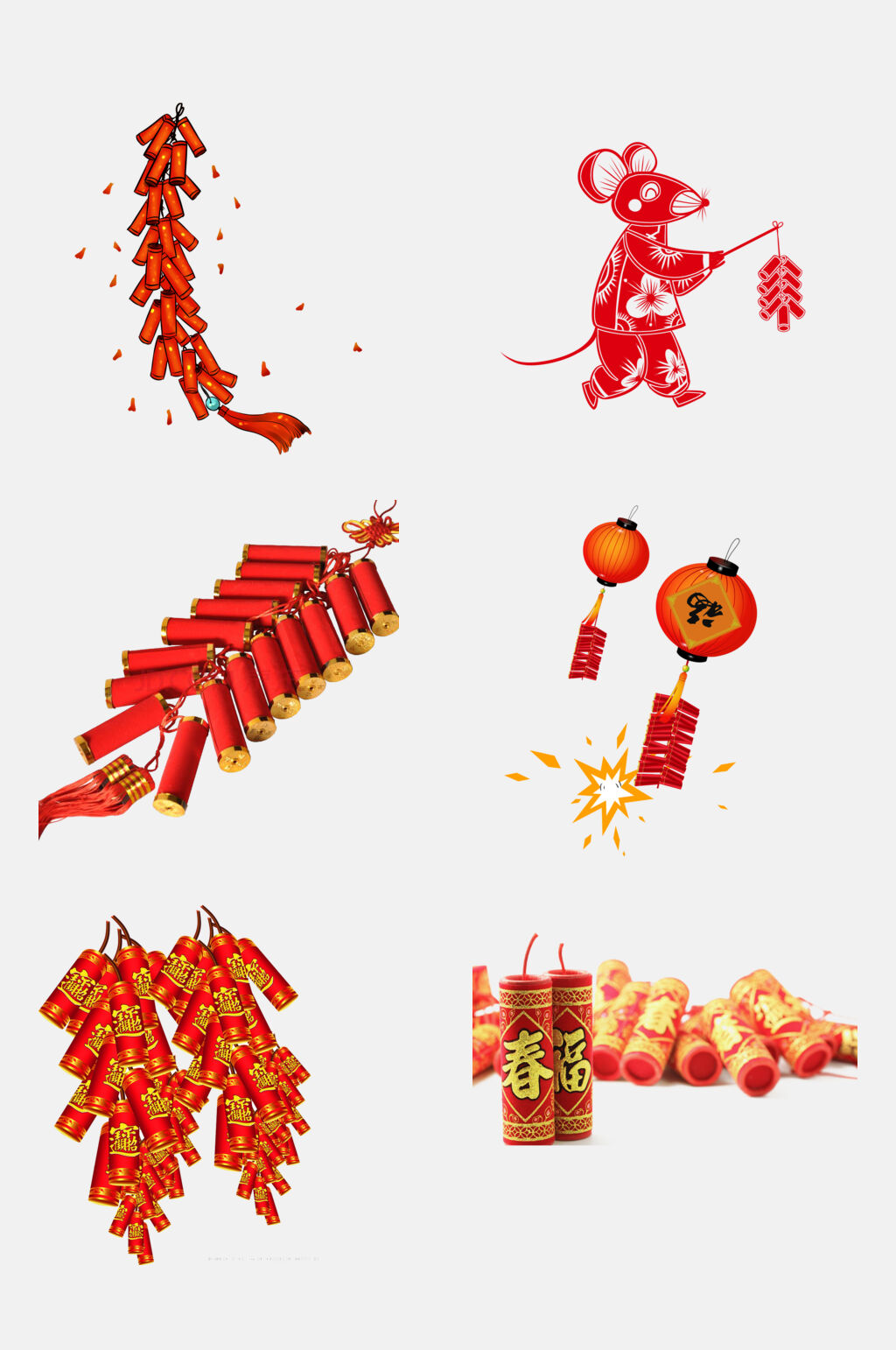 高端大气新年春节鞭炮免抠元素素材