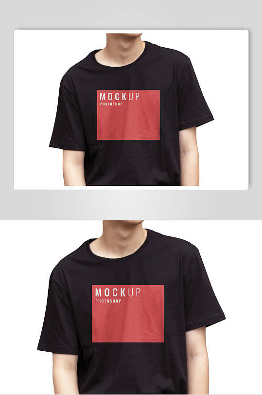 大气自然黑色t恤短袖服饰logo展示样机