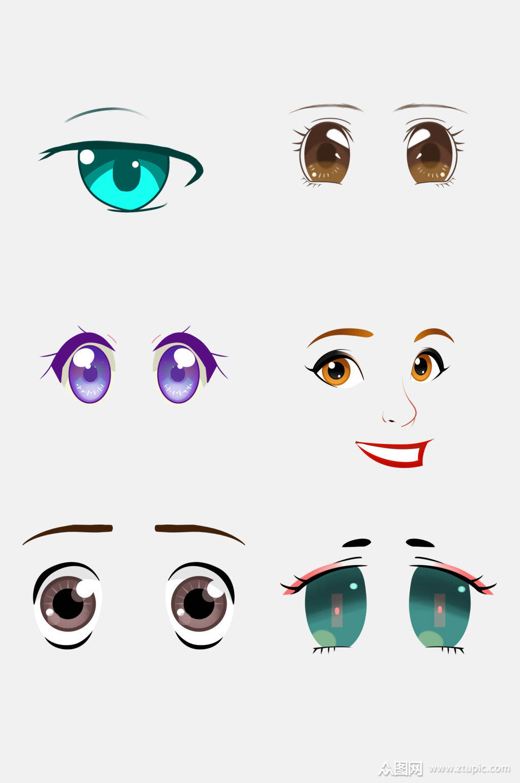 卡通五官大眼睛表情包免抠素材素材