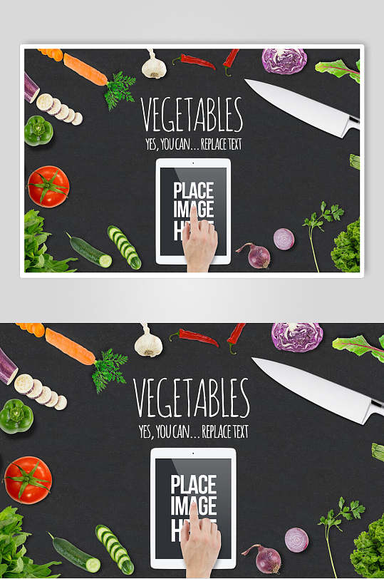 黑底水果蔬菜场景整套VI样机