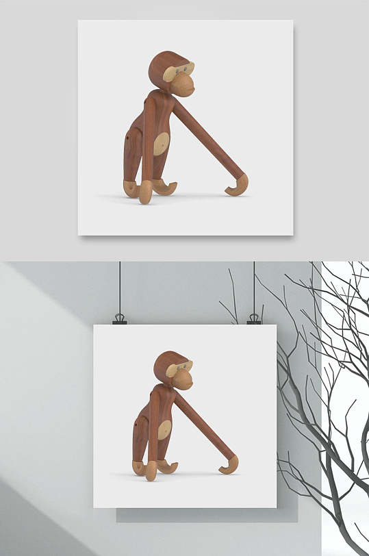 木质猴子玩具元素