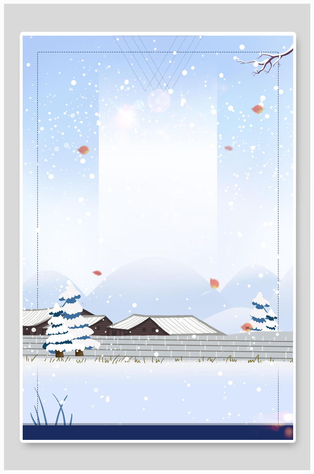 白雪皑皑唯美冬季落雪背景素材
