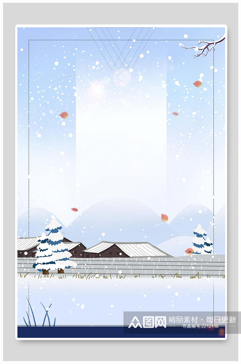 白雪皑皑唯美冬季落雪背景素材