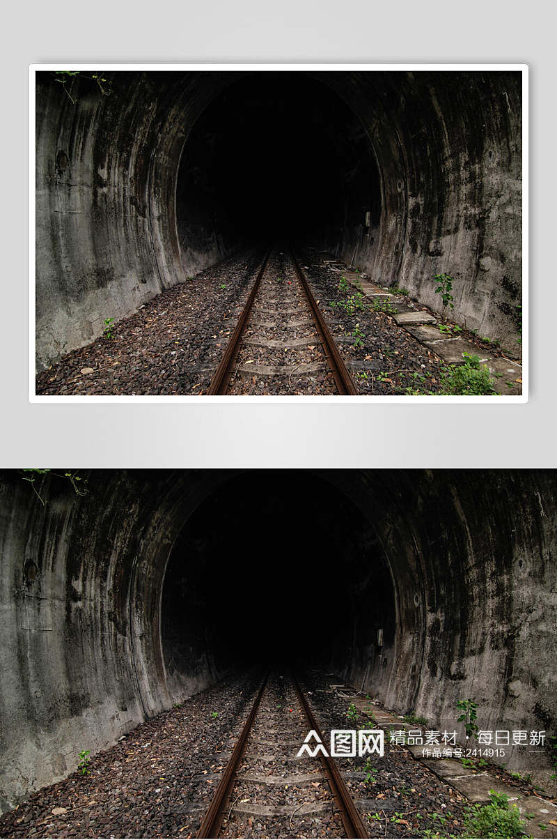 废弃地铁轨道隧道公路马路素材