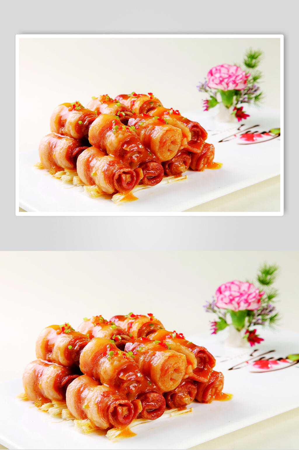 莲藕培根卷食物摄影图片素材