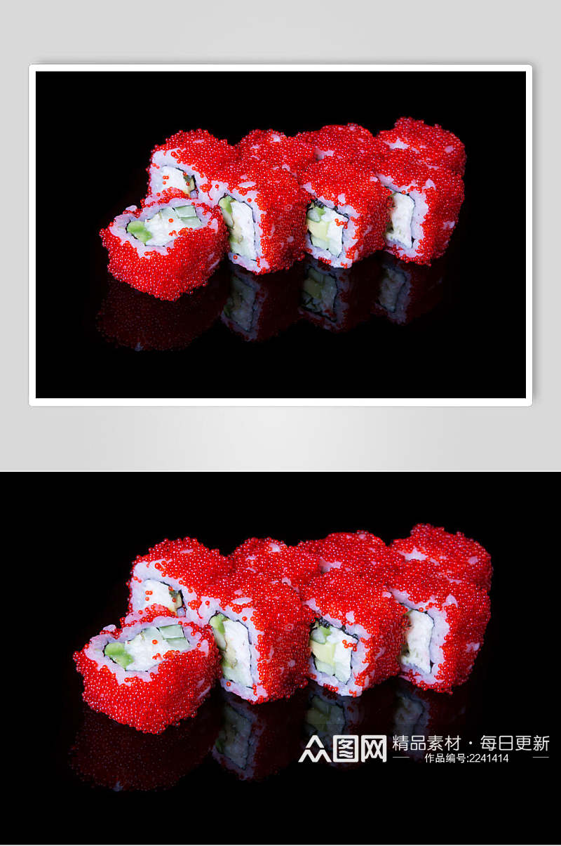 黑底鱼籽寿司美食图片素材