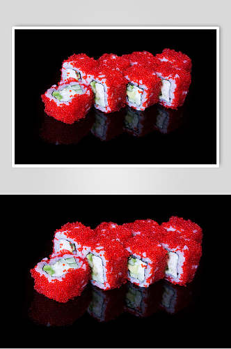 黑底鱼籽寿司美食图片