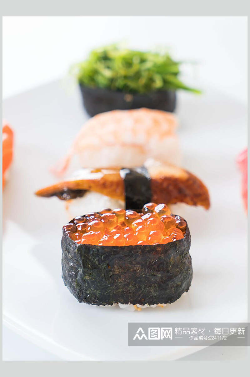 清新鱼籽海鲜寿司图片素材