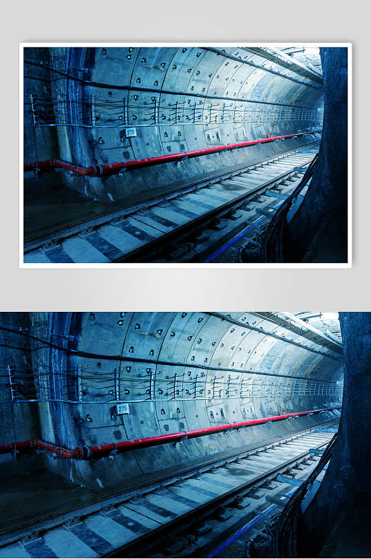 蓝色隧道公路马路高清图片