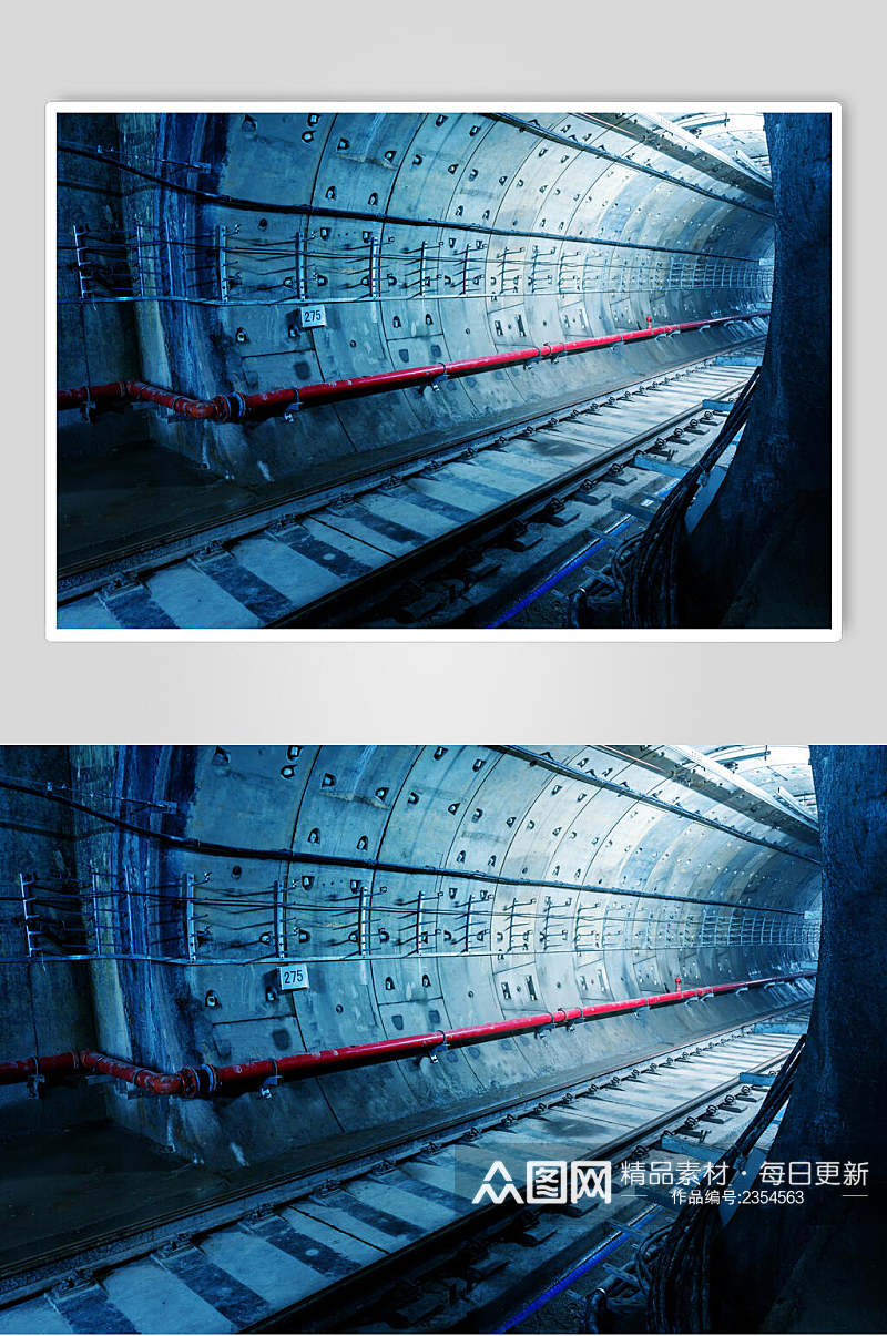 蓝色隧道公路马路高清图片素材