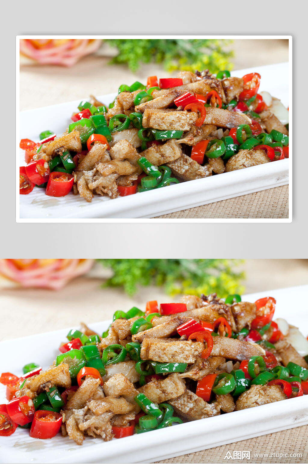 小炒鱼脯肉美食摄影图片素材