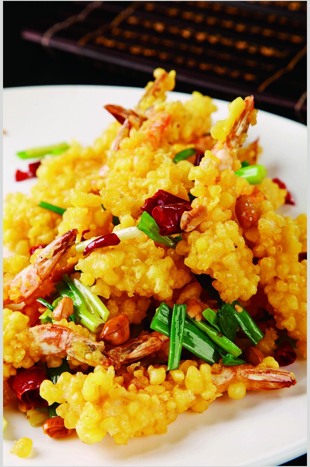 玉葱脆皮虾食物摄影图片素材