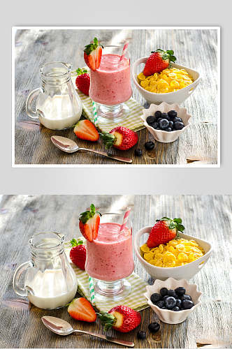 招牌美味水果奶昔食物摄影图片