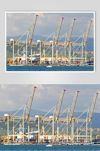 清新创意货轮船舶集装箱码头港口图片