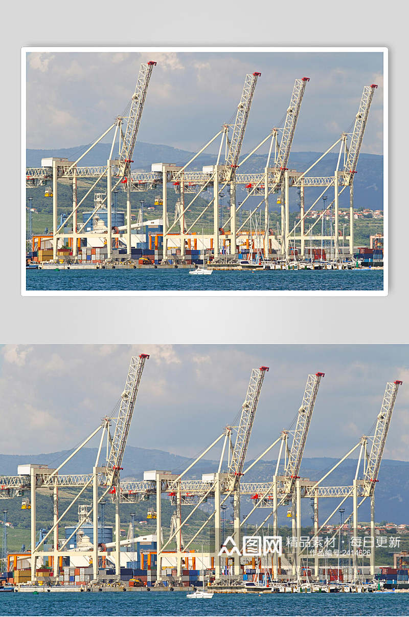 清新创意货轮船舶集装箱码头港口图片素材