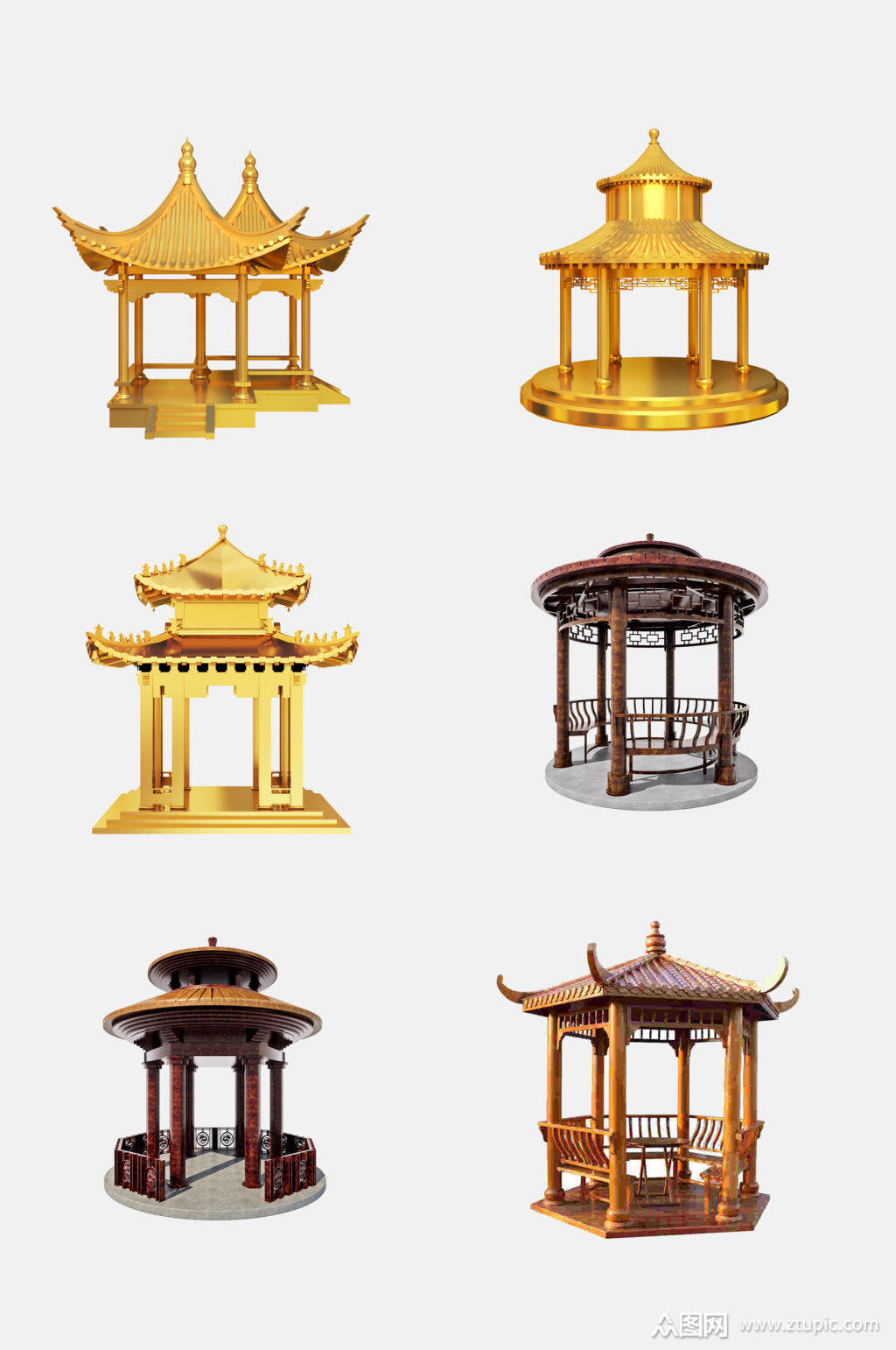 高端中国风凉亭免抠素材