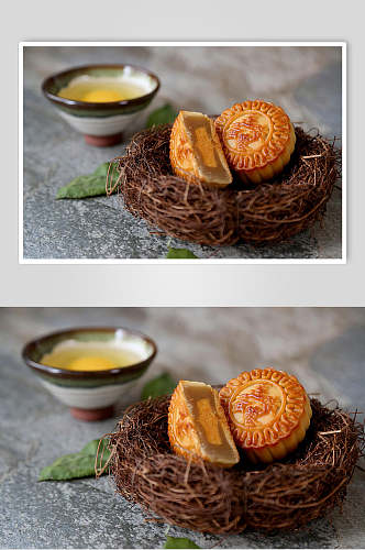 特色蛋黄莲蓉月饼食品摄影图片