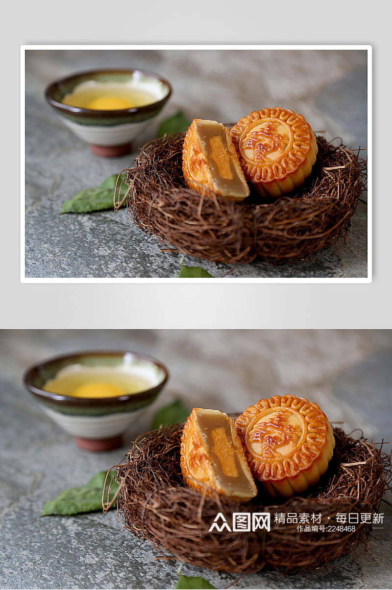 特色蛋黄莲蓉月饼食品摄影图片素材