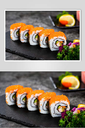 招牌美味鱼籽寿司餐饮摄影图片