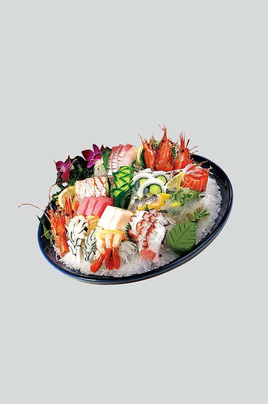 新鲜美味冰镇海鲜寿司食品高清图片