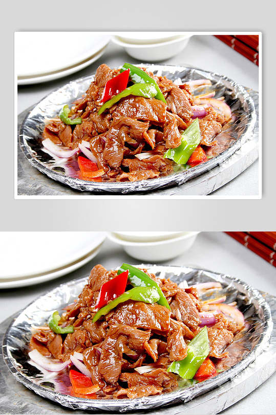 铁盘蒙古牛肉餐饮高清图片