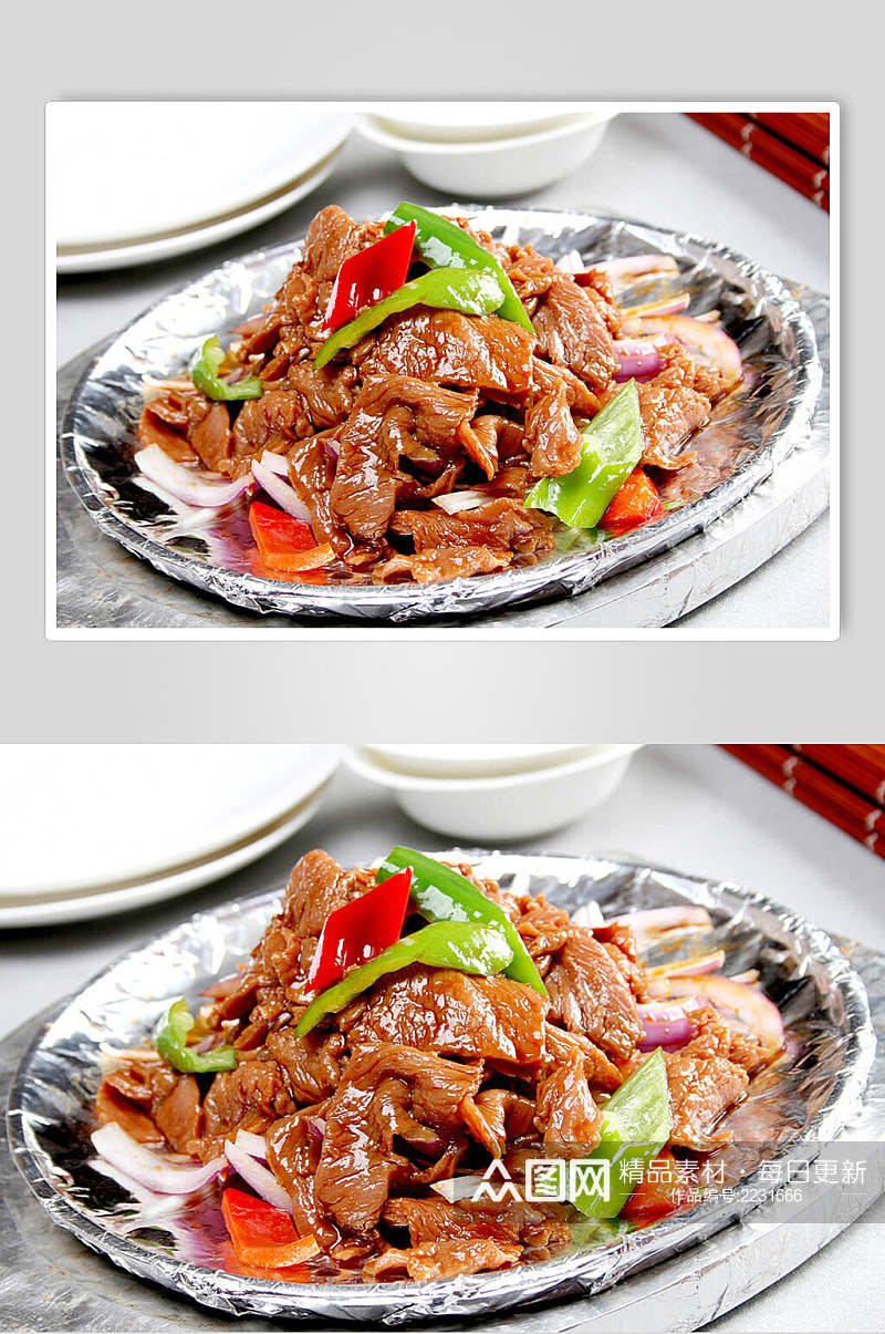 铁盘蒙古牛肉餐饮高清图片素材
