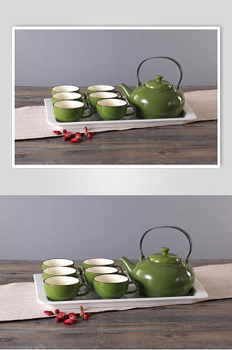 清新绿色高档茶具摄影图片