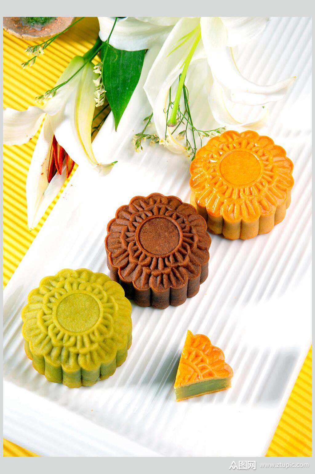 唯美冰皮月饼食品摄影图片