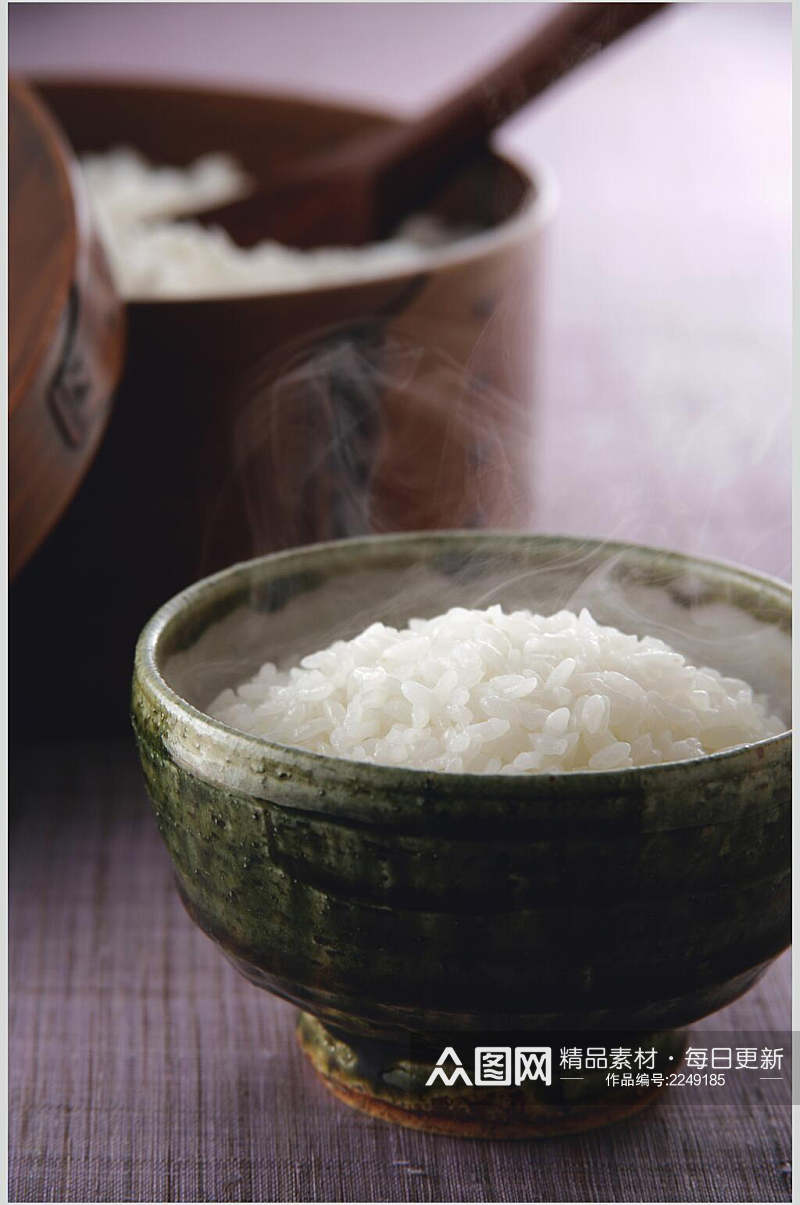 热气腾腾蒸米饭食物图片素材