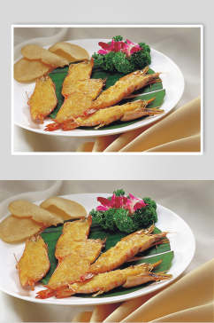 牛油焗大虾食物摄影图片