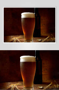 气泡杯装啤酒摄影图
