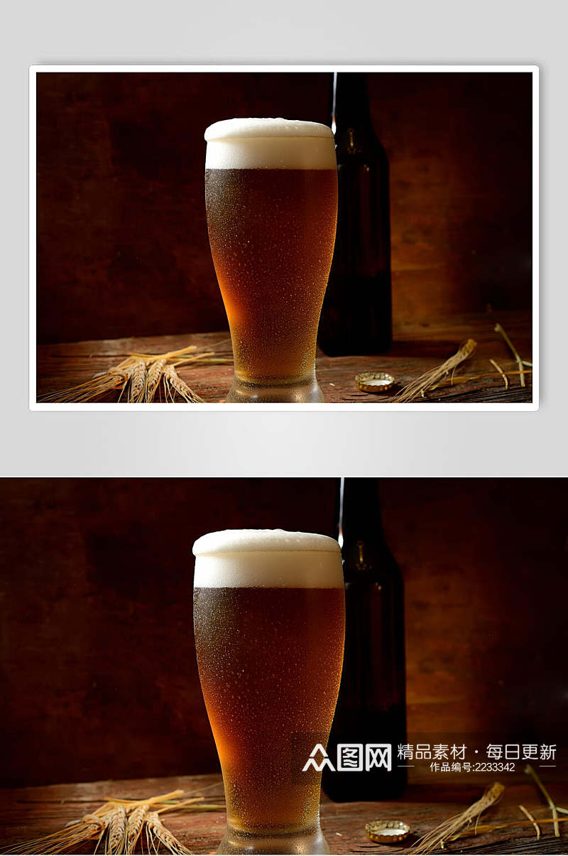 气泡杯装啤酒摄影图素材