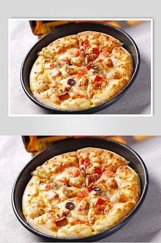 美味披萨海鲜披萨摄影图