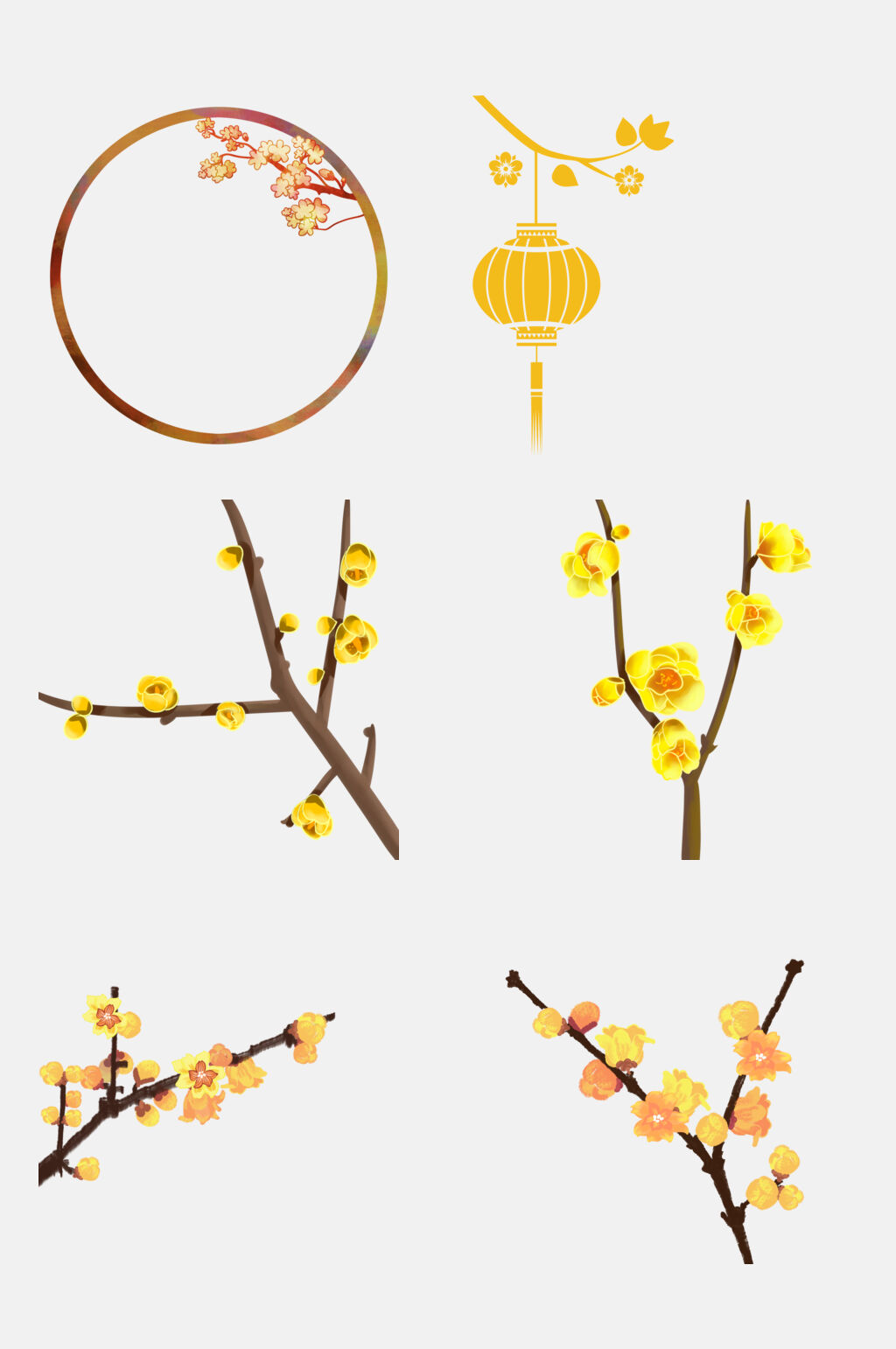 中式水墨梅花免扣素材素材